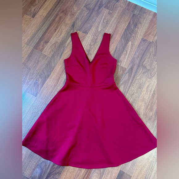 Red V-Neck Skater Dress - Picture 1 of 3